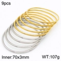 Set of 9 layered stacking bangles in gold and silver finish 70mm diameter - 9Pcs Set-Gold Silver Mix (KB181581-KFC)