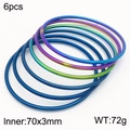 6pcs stackable iridescent 18k gold-plated titanium steel bangles in mixed colors - 6Pcs Set-Rainbow Gradient (KB181587-KFC)