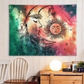 Tapisserie bohème soleil et lune avec motif galaxie suspendue dans une chambre douillette - Nébuleuse Colorée Soleil Lune (3)