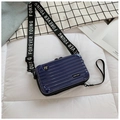 Mini suitcase-style crossbody bag in navy blue with Forever Young logo strap and hard shell - Dark Blue