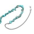 Detail of turquoise bead chain with silver metal link and silicone non-slip eyewear loop - Silver