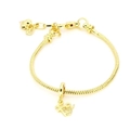 Detailed macro of gold snake chain bracelet featuring a Love pendant and heart charm - Style A-Love Letter Zirconia