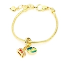 Golden snake chain bracelet with vintage tram and enamel star pendants for women - Style D-Retro Tram & Starry Sky