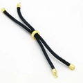 Adjustable black braided rope with gold metal slider buckle and end caps for DIY jewelry - Black