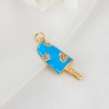 Blauer 14K vergoldeter Eis-Anhänger mit Herz-Zirkonia und Happy-Gravur - Blau