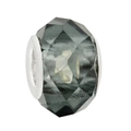 Faceted greyish-green resin bead with silver ring attachment for bracelets or necklaces - Black