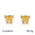 Orecchini a perno minimalisti a farfalla dorati con cristallo e misura 12x9mm - Oro