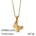 Collana minimalista con farfalla dorata e piccolo cristallo, misura 400x1,2mm - Stile Farfalla (KN89577-K) / Oro