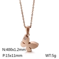 Elegante collana con ciondolo a farfalla in oro rosa e un piccolo diamante brillante - Stile Farfalla (KN89576-K) / Oro rosa