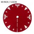 48 Zoll rote gestrickte Weihnachtsbaumdecke mit weißen Rentier- und Schneeflockenmustern - Purpurrot