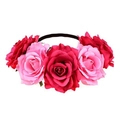 Bohemian floral headband with vivid red and pink roses on a slim black band - Rose Red and Pink