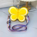 Yellow butterfly silicone crossbody bag for kids with adjustable rainbow woven strap - Double-Sided Butterfly / Yellow