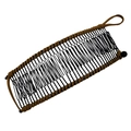 Detailed view of banana hair clip with brown braided rope and black metal comb teeth - 40 Teeth / Dark Coffee