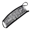 Detail view of a black fabric-wrapped banana hair clip with metal wire comb structure - 40 Teeth / Black