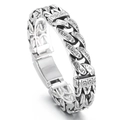 Vintage stainless steel men's chain bracelet featuring engraved Buddhist mantras and patterns - Six-Syllable Mantra Engraved Style (KB161372-KJX)
