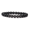 Men's matte black beaded bracelet with five sparkling micro-pave zircon spheres - 5 Black Zirconia Balls