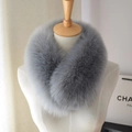 Faux fox fur scarf in grey finish shown on a mannequin for winter style - Smoke / 60-80cm