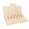 Wooden jewelry display set with beige velvet stands for necklaces, rings and bracelets - 25*39*23cm / Beige