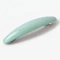 Elegant mint green long resin hair clip with silver spring mechanism for women - Glossy Sky Blue