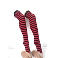 Chaussettes hautes au-dessus du genou avec motif classique à rayures rouges et noires - Taille unique / Chaussettes hautes rayées rouge et noir