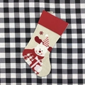 Calza di Natale grande con ricamo orso polare e dettagli festivi a quadri rossi - Renna di Natale blu