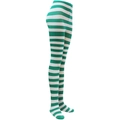 Collants rayés vert et blanc pour costumes de fête d'Halloween et de Noël - Taille unique / Collants à larges rayures vert et blanc