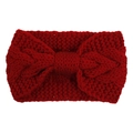 Macro detail of red cable-knit headband featuring twisted knot and thick wool texture - Wine Red