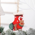 Pendaglio natalizio vintage in legno a forma di calza con motivo di alce rosso - Stile Calza Renna Rossa