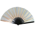 33cm Kung Fu folding fan with gold-striped transparent PVC surface and black bamboo ribs - 33CM / Transparent Gold Stripe (Black Bone)