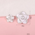 DIY camellia flower pendant with rhinestones in white and silver, 40mm size - D334 Camellia (Pure White) Set