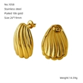 Details zu 18k vergoldeten Edelstahl-Ohrringen mit Vintage-Muschelstruktur-Finish - Gold
