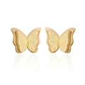 Elegant 18k gold plated titanium butterfly earrings with matte and polished finish - Butterfly Stud Earrings / Gold