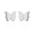 Elegant 18k gold plated double-layered butterfly drop earrings in polished silver steel - Butterfly Stud Earrings / Silver