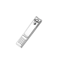 Silver stainless steel nail clipper with anti-slip square texture handle on white background - Small Flat Mouth Nail Clipper / Silver