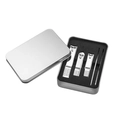5-piece stainless steel nail clipper set in a silver metal box with black foam lining - 5pcs Set in Aluminum Case / Silver