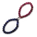 Set braccialetti magnetici cuore per coppie con perline occhio di tigre blu e rosa - Occhio di Tigre Blu + Occhio di Tigre Rosa