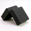 Black PU leather watch storage box with contrast white stitching and flip top lid - Matte Black-White Stitches / 10*11*7.5