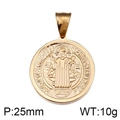 25mm goldener Sankt Benedikt Medaillenanhänger aus Edelstahl für Herren-DIY-Halsketten - Gold Saint Benedict Runder Stil (KP77975-Z)