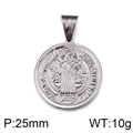 Silberner Benediktus-Anhänger aus Edelstahl mit 25mm Durchmesser für Herren - Silber Saint Benedict Runder Stil (KP77976-Z)