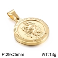 Polierter goldener Christophorus Medaillon-Anhänger aus Edelstahl 29x25mm für Herren - Heiliger Christophorus Runder Goldener Stil (KP100141-Z)