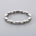 Elegante bracciale in acciaio inossidabile argento da 8mm con maglie a H e stile industriale - Colore Acciaio(KB182567-KPD)