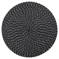 Nordic round black and silver woven placemat with metallic insulation thread - Black with Silver Wire