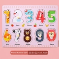 Wooden number puzzle board for toddlers with colorful animal designs and easy-grip pegs - Animal Numbers 0-9