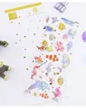 Golden sea life stickers featuring dolphins and corals on a clean white background - Coral Dolphin