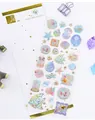 Adesivi stereo conchiglia e oceano con stampa oro su carta bianca minimalista - Conchiglia Oceanica