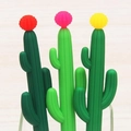 Cute cactus shaped silicone pens with small flowers in three shades of green - Three-Armed Cactus