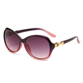 Classic oval oversized sunglasses in purple gradient resin with gold hollow metal accents - Gradient Purple Frame Gray Lens