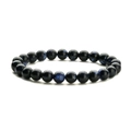 Macro shot of natural purple imperial stone beads and blue tiger eye on elastic bracelet - Blue