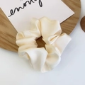 Elegant cream white satin scrunchie with soft pearl luster for women's hair styling - Off-white