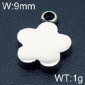 Colgante de flor dorada con esmalte blanco, abalorio de acero inoxidable de 9mm para joyas - Color Acero (KLJ6463-Z)